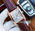 Swiss Cartier Tanks Rose Gold Silver Dial Watch